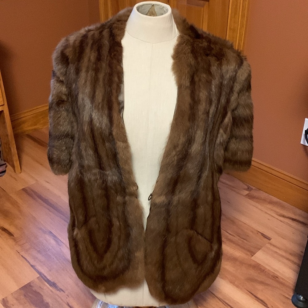 Beautiful vintage genuine formal fur stole, chocolate brown - Picture 4 of 14